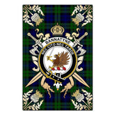 Clan Bannatyne Tartan Crest Black Garden Flag  - Gold Thistle  HH43 Clan Bannatyne Tartan Today